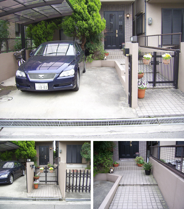 2台駐車できる明るいアプローチにリフォーム – 大阪府豊中市 K様邸の施工前